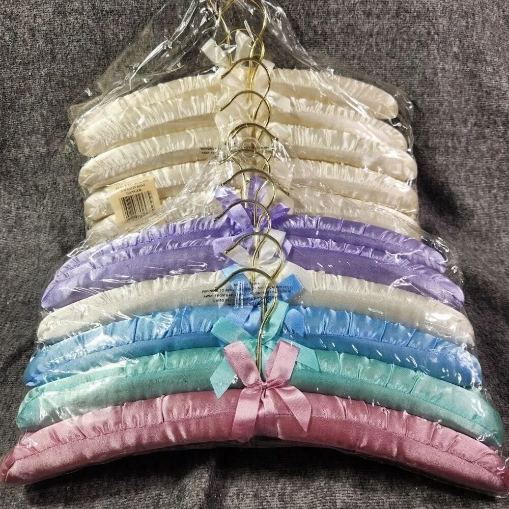 Whitmor Satin Padded Hangers White and Pastel Rainbow 15” 20pcs, 2 Pack Unopened